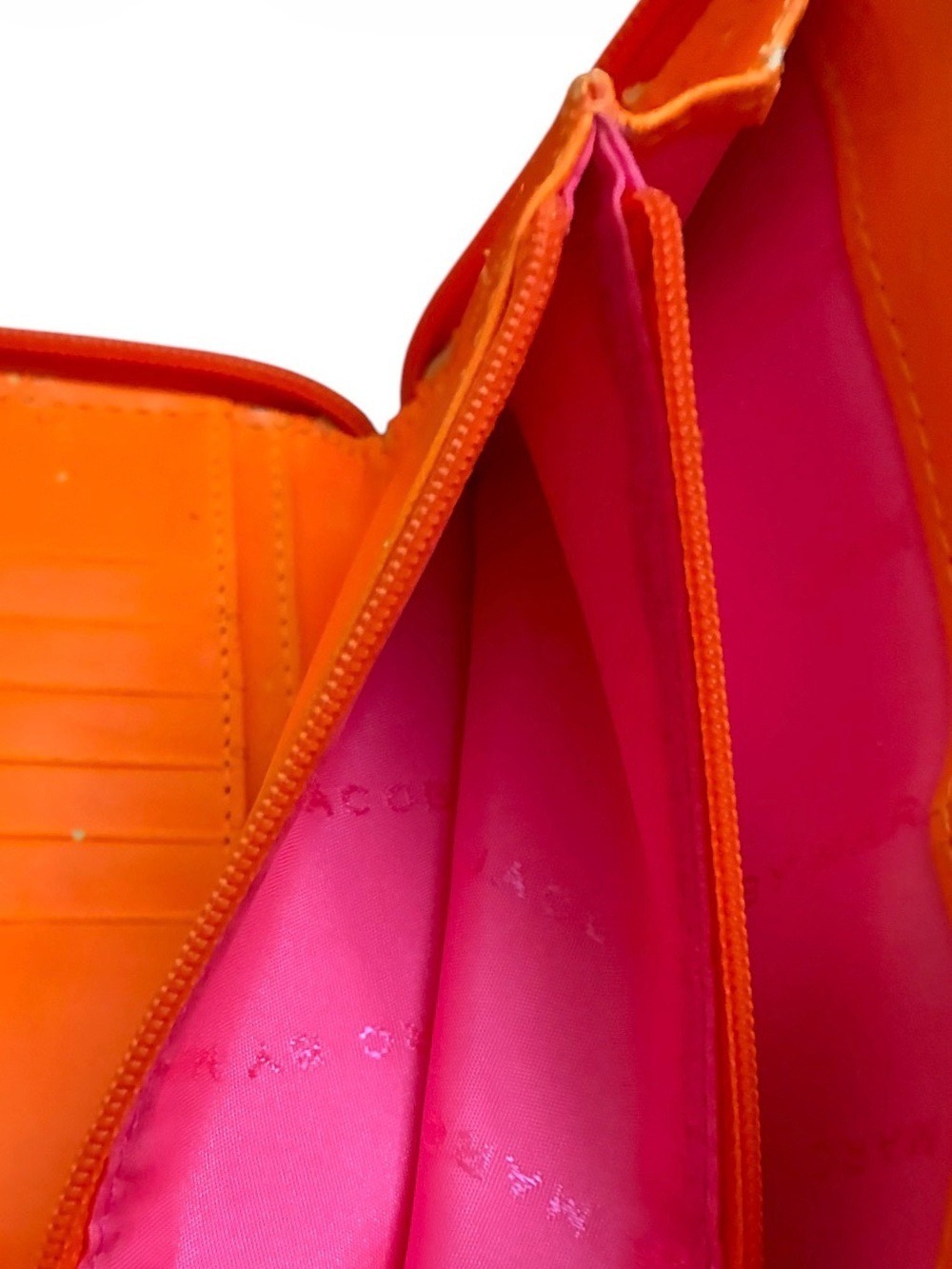 Marc by Marc Jacobs Lot Neon Orange Zip Wallet + NWT Black Rubber Bracelet - Picture 8 of 10